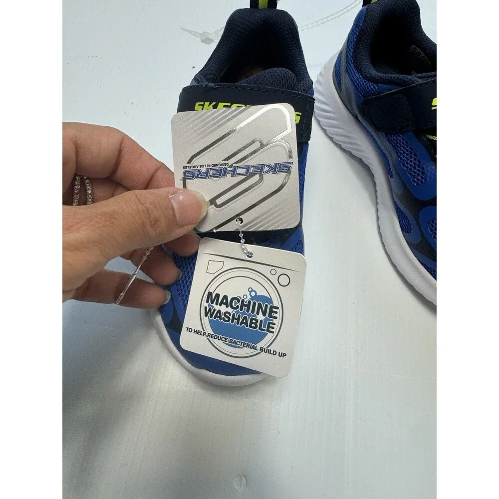 Skechers Kids Blue Hook & Loop Athletic Sneakers Size 12 New Machine Washable
